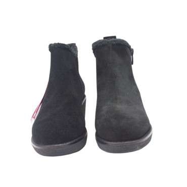 BOTIN CON CUÑA Y FORRO DE CONEJO NEGRO