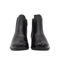 BOTIN CON CUÑA DE GOMAS Y CREMALLERAS DE CHAROL NEGRO