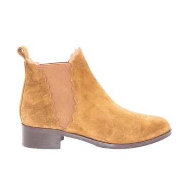 BOTÍN BAJO DE ANTE CON ONDAS CUERO