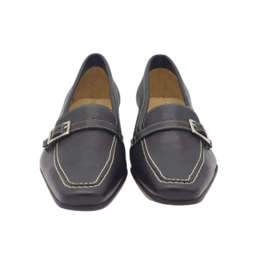 MOCASIN TACON NEGRO CON HEBILLA
