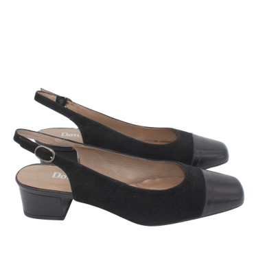 SALON DESTALONADO DE ANTE Y CHAROL NEGRO