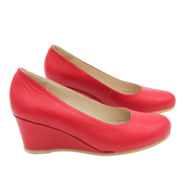 ZAPATO CUÑA ALTA PIEL ROJO