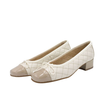 BAILARINA CON TACÓN MEDIO BEIGE-BEIGE