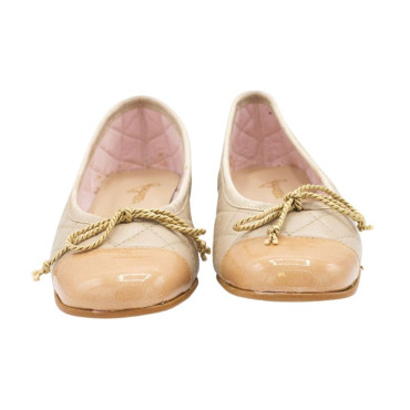 BAILARINA CON TACÓN MEDIO BEIGE-TOSTADO