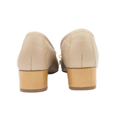 BAILARINA CON TACÓN MEDIO BEIGE-TOSTADO