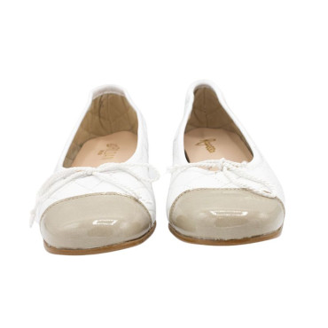 BAILARINA CON TACÓN MEDIO BLANCO-BEIGE
