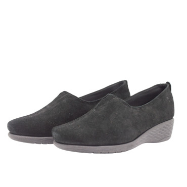 ZAPATO CON CUÑA SERRAJE NEGRO