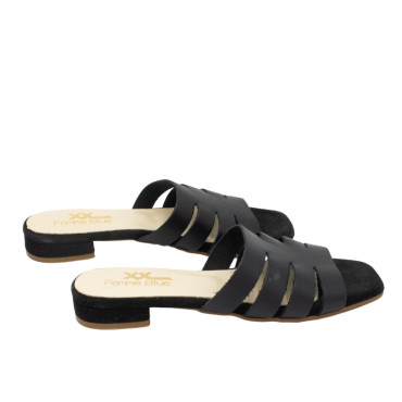 SANDALIA TIRAS DE PIEL NEGRA