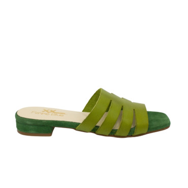 SANDALIA TIRAS DE PIEL VERDE