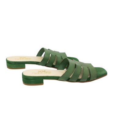 SANDALIA TIRAS DE PIEL VERDE OSCURO