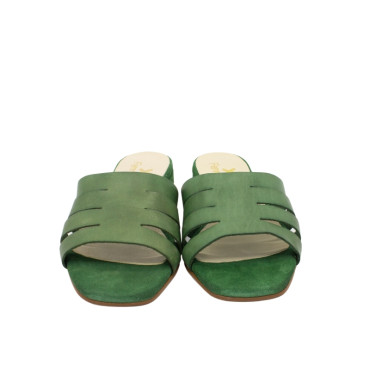 SANDALIA TIRAS DE PIEL VERDE OSCURO