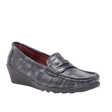 MOCASIN CON CUÑA COCO NEGRO