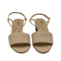SANDALIA DE PIEL TRENZADA CON TACON BEIGE