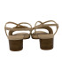 SANDALIA DE PIEL TRENZADA CON TACON BEIGE