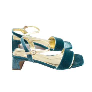 SANDALIA CON TIRA Y TACÓN BAJO AZUL