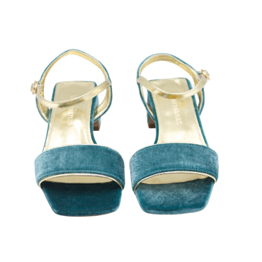 SANDALIA CON TIRA Y TACÓN BAJO AZUL