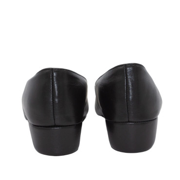 ZAPATILLA DE CASA CUÑA PIEL NEGRO