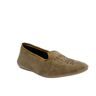 ZAPATILLA COPETE TERCIOPELO BORDADO CRUDO