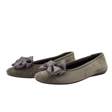 ZAPATILLA BAILARINA LAZO TERCIOPELO GRIS