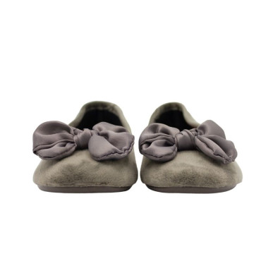 ZAPATILLA BAILARINA LAZO TERCIOPELO GRIS
