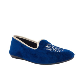 ZAPATILLA COPETE TERCIOPELO BORDADO AZUL