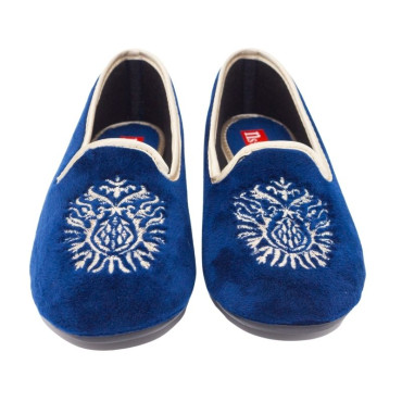ZAPATILLA COPETE TERCIOPELO BORDADO AZUL