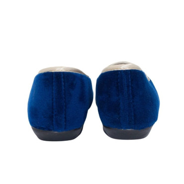 ZAPATILLA COPETE TERCIOPELO BORDADO AZUL