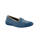 ZAPATILLA COPETE TERCIOPELO BORDADO CELESTE