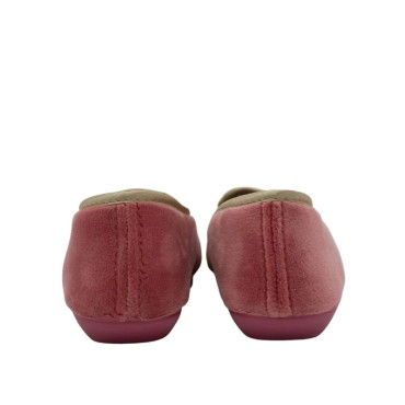 ZAPATILLA COPETE TERCIOPELO BORDADO ROSA