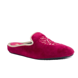 ZAPATILLA CHINELA TERCIOPELO BORDADO BURDEOS