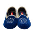 ZAPATILLA CUÑA OCULTA TERCIOPELO COPETE AZUL
