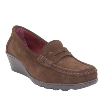 MOCASIN CUÑA ANTE MARRON