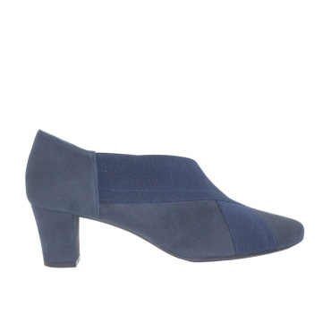 ZAPATO CON ELASTICO CRUZADO ANTE AZUL