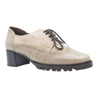 ZAPATO CON CORDONES EN ANTE Y PIEL GRIS