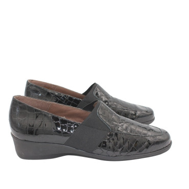 ZAPATO CON GOMA EMPEINE EN COCO NEGRO