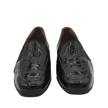 ZAPATO CON GOMA EMPEINE EN COCO NEGRO