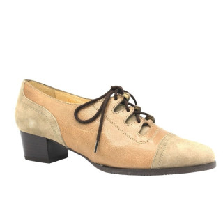 ZAPATO CORDONES TACON ANTE Y PIEL TOPO