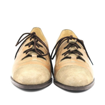 ZAPATO CORDONES TACON ANTE Y PIEL TOPO