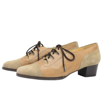 ZAPATO CORDONES TACON ANTE Y PIEL TOPO