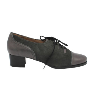 ZAPATO CORDONES TACON ANTE Y PIEL GRIS
