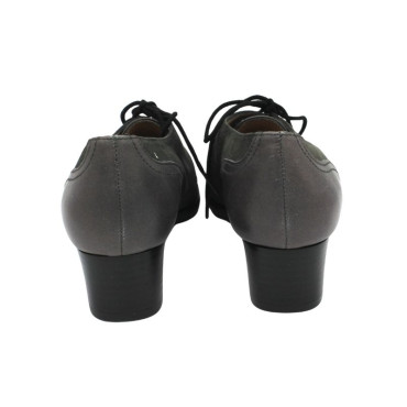 ZAPATO CORDONES TACON ANTE Y PIEL GRIS
