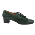 ZAPATO CORDONES TACON ANTE Y PIEL VERDE