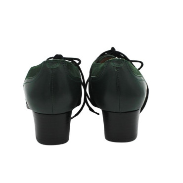 ZAPATO CORDONES TACON ANTE Y PIEL VERDE