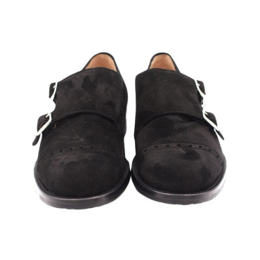 ZAPATO CON DOS HEBILLAS ANTE NEGRO