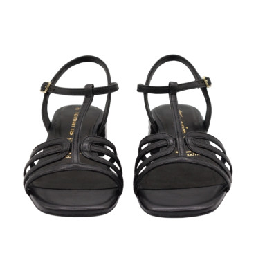 SANDALIA  PIEL TIRAS NEGRO