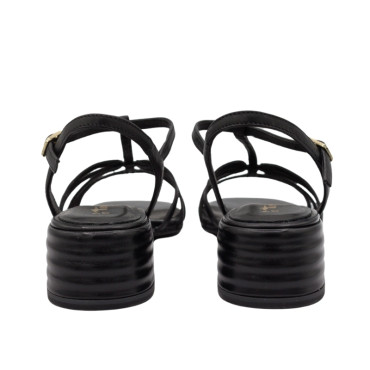 SANDALIA  PIEL TIRAS NEGRO