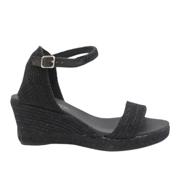 ALPARGATA CUÑA TIRA NEGRO