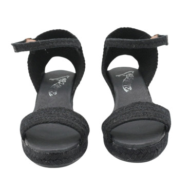 ALPARGATA CUÑA TIRA NEGRO