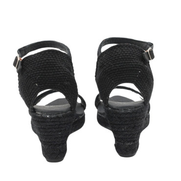 ALPARGATA CUÑA TIRA NEGRO