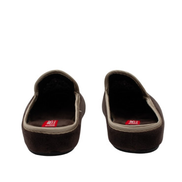 ZAPATILLA CHINELA TERCIOPELO BORDADO MARRÓN